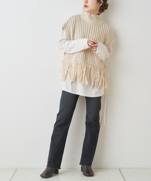 Hyke フリンジニットベスト hyke フリンジニット ベスト （HYKE(ハイク)】 WOOL RIBBED
