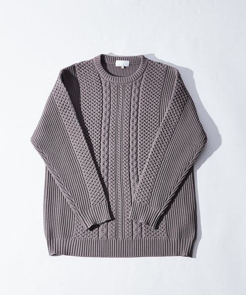 ABAHOUSE（アバハウス）の「クルーネック アランニット（ニット/セーター・メンズ・ブラック/オフホワイト/グレイッシュベージュ/グレイッシュブルー・46/44/48）」の16枚目の写真