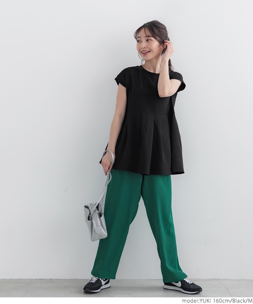 coca（coca）（コカ）の「異素材切り替えフレンチスリーブフレアチュニック（Tシャツ/カットソー・レディース・グレイッシュベージュ/ホワイト/ブラック・M/L）」の6枚目の写真
