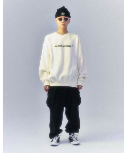 NICE GHOST CLUB(ナイスゴーストクラブ)の「【nice ghost club/ナイス ゴースト クラブ】TYPO LOGO SWEATSHIRTS/韓国ブランド タイポロゴ MTM スウェットシャツ トレーナー(スウェット・レディース・ブラック/アイボリー・L)」の15枚目の写真