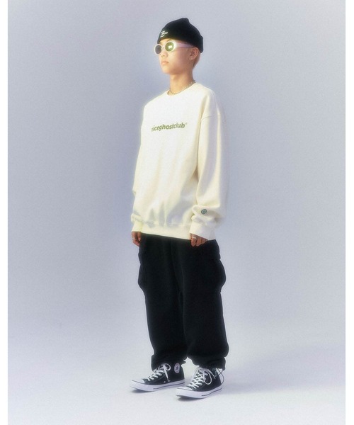 NICE GHOST CLUB(ナイスゴーストクラブ)の「【nice ghost club/ナイス ゴースト クラブ】TYPO LOGO SWEATSHIRTS/韓国ブランド タイポロゴ MTM スウェットシャツ トレーナー(スウェット・レディース・ブラック/アイボリー・L)」の6枚目の写真