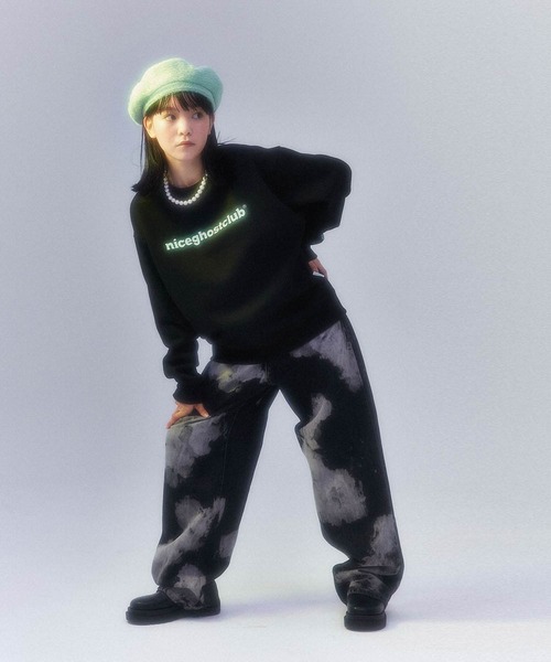 NICE GHOST CLUB(ナイスゴーストクラブ)の「【nice ghost club/ナイス ゴースト クラブ】TYPO LOGO SWEATSHIRTS/韓国ブランド タイポロゴ MTM スウェットシャツ トレーナー(スウェット・レディース・ブラック/アイボリー・L)」の22枚目の写真