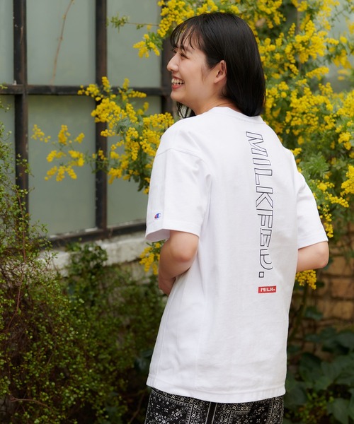 MILKFED.（ミルクフェド）の「MILKFED x CHAMPION SS TEE BAR（Tシャツ/カットソー・レディース・ホワイト/ブラック/ベージュ/パープル/ネイビー/ブラウン・ONE SIZE）」の2枚目の写真