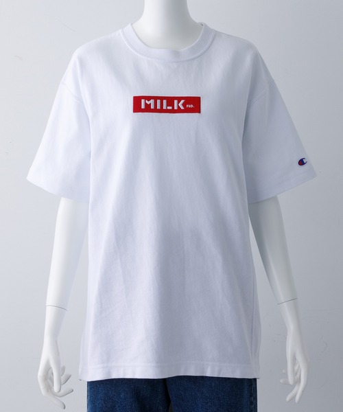 MILKFED.（ミルクフェド）の「MILKFED x CHAMPION SS TEE BAR（Tシャツ/カットソー・レディース・ホワイト/ブラック/ベージュ/パープル/ネイビー/ブラウン・ONE SIZE）」の7枚目の写真