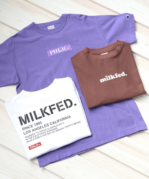 MILKFED.（ミルクフェド）の「MILKFED x CHAMPION SS TEE BAR（Tシャツ/カットソー・レディース・ホワイト/ブラック/ベージュ/パープル/ネイビー/ブラウン・ONE SIZE）」の18枚目の写真