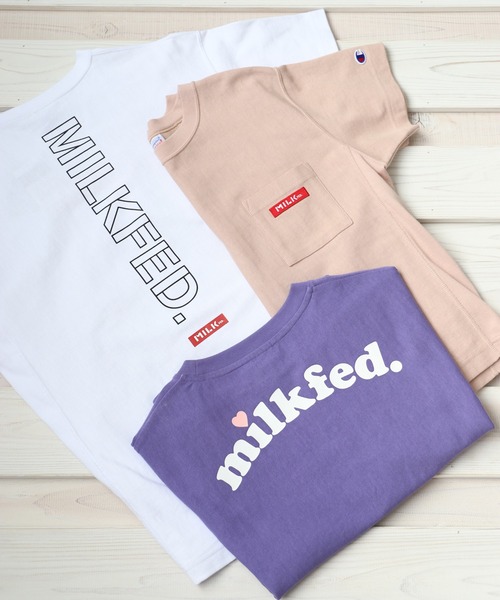 MILKFED.（ミルクフェド）の「MILKFED x CHAMPION SS TEE BAR（Tシャツ/カットソー・レディース・ホワイト/ブラック/ベージュ/パープル/ネイビー/ブラウン・ONE SIZE）」の19枚目の写真