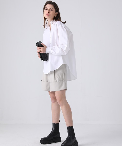 chuclla(チュクラ)の「【chuclla】【2021/SS】Curve sleeve shirt sb-5 chwg1(シャツ/ブラウス・レディース・ホワイト/サックスブルー・FREE)」の13枚目の写真