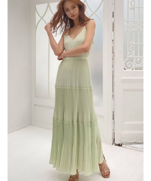 RESEXXY（リゼクシー）の「プリーツティアードキャミワンピース（ワンピース・レディース・ブラック/オフホワイト/ピンク/ミント・FREE）」の4枚目の写真