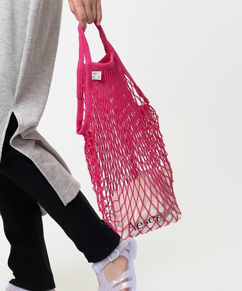 Filt（フィルト）の「FILT / フィルト  ネットバッグ　マルシェバッグ FILT 210 IPJ（エコバッグ/サブバッグ・レディース・グリーン/ピンク/ダークオレンジ/ライトグレー/カーキ/パープル/サックスブルー/ベージュ/マスタード/オフホワイト/ブラック/ライトピンク・FREE）」の10枚目の写真