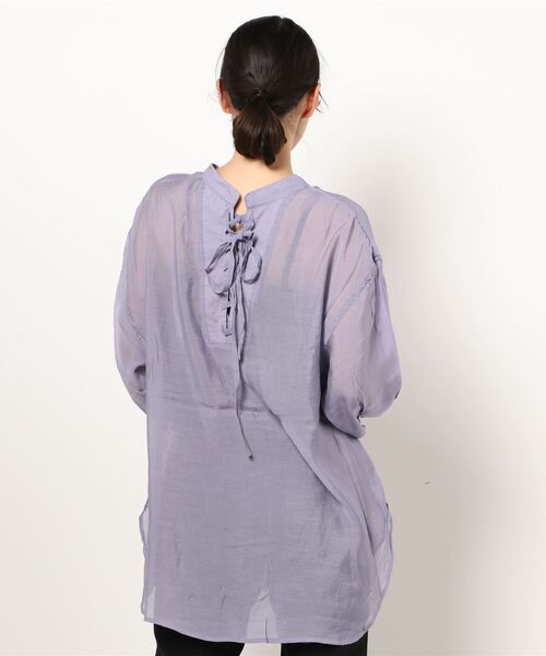 FREE'S MART（フリーズマート）の「シアーレースアップチュニックシャツ（シャツ/ブラウス・レディース・ホワイト/パープル/ブラウン/ホワイト系その他・FREE）」の5枚目の写真