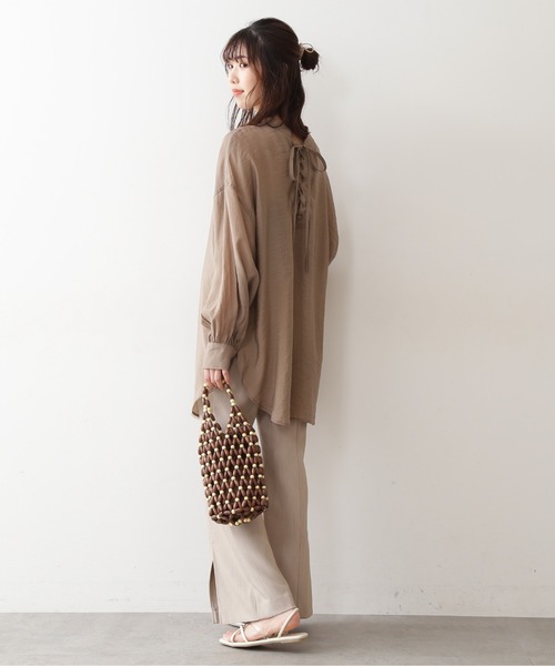 FREE'S MART（フリーズマート）の「シアーレースアップチュニックシャツ（シャツ/ブラウス・レディース・ホワイト/パープル/ブラウン/ホワイト系その他・FREE）」の21枚目の写真