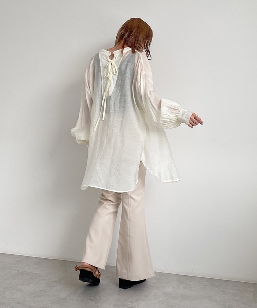 FREE'S MART（フリーズマート）の「シアーレースアップチュニックシャツ（シャツ/ブラウス・レディース・ホワイト/パープル/ブラウン/ホワイト系その他・FREE）」の16枚目の写真