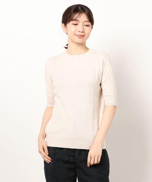 Letroyes（ルトロワ）の「Letroyes: HELENE-CREWNKHS（ニット/セーター・レディース・アイボリー/ダークブラウン/ブラック・1）」の2枚目の写真