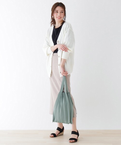 SHOO・LA・RUE（シューラルー）の「◆ニットプリーツバッグ（トートバッグ・レディース・オレンジ/グリーン/サンドベージュ/グレー系その他/ピンク系・00）」の7枚目の写真