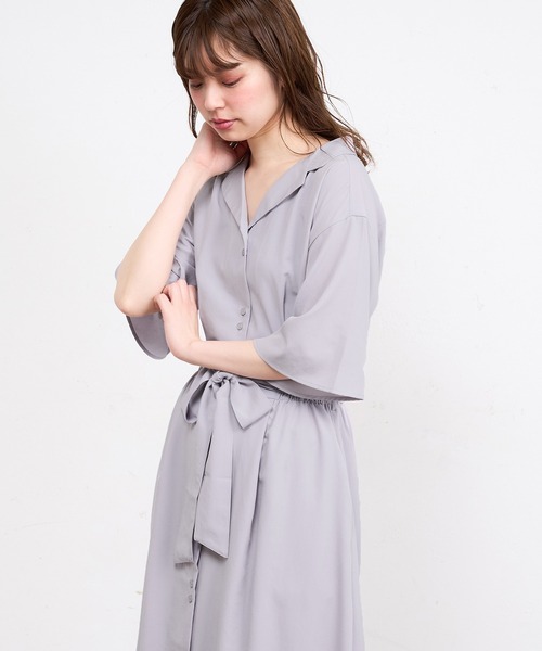 natural couture(ナチュラルクチュール)の「【WEB限定】ウエストリボン開襟シャツワンピース(ワンピース・レディース・グレー/カーキ/ラベンダー/その他1/その他2・FREE)」の14枚目の写真