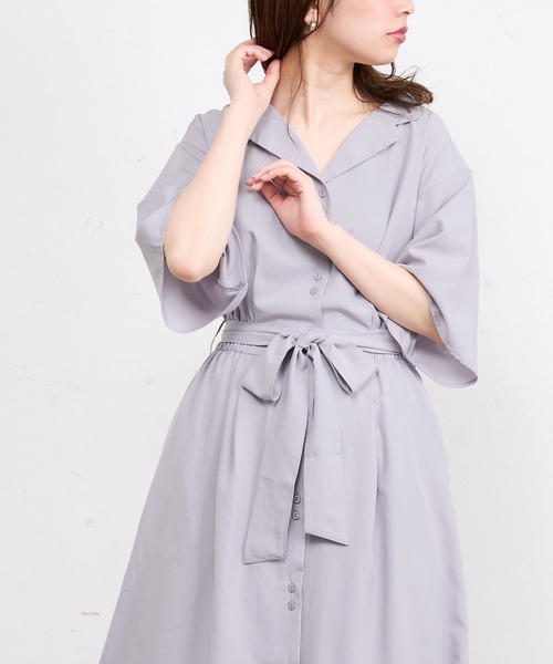 natural couture(ナチュラルクチュール)の「【WEB限定】ウエストリボン開襟シャツワンピース(ワンピース・レディース・グレー/カーキ/ラベンダー/その他1/その他2・FREE)」の15枚目の写真