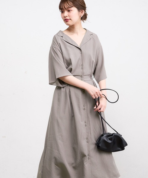 natural couture(ナチュラルクチュール)の「【WEB限定】ウエストリボン開襟シャツワンピース(ワンピース・レディース・グレー/カーキ/ラベンダー/その他1/その他2・FREE)」の6枚目の写真