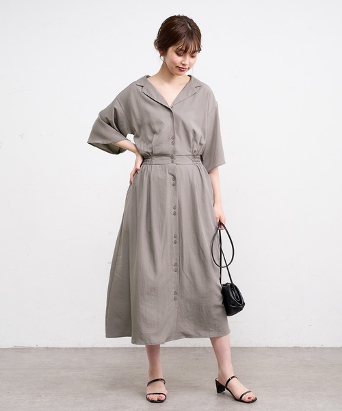 natural couture(ナチュラルクチュール)の「【WEB限定】ウエストリボン開襟シャツワンピース(ワンピース・レディース・グレー/カーキ/ラベンダー/その他1/その他2・FREE)」の9枚目の写真