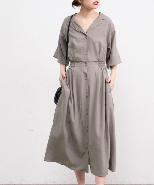 natural couture(ナチュラルクチュール)の「【WEB限定】ウエストリボン開襟シャツワンピース(ワンピース・レディース・グレー/カーキ/ラベンダー/その他1/その他2・FREE)」の7枚目の写真