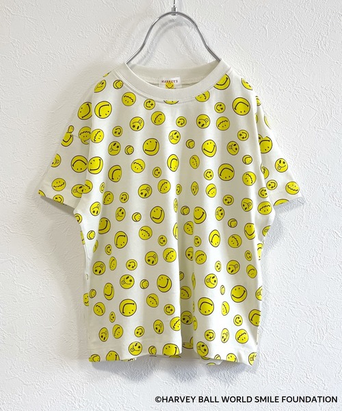 MARKEY'S（マーキーズ）の「【HARVEY BALL】SMILY FACE TEE（80～150cm）（Tシャツ/カットソー・キッズ・オフホワイト/アイボリー/ライトブルー/ネイビー/チャコール/ホワイト系その他/レッド・80/90/95/100/110/120/130/140/150）」の4枚目の写真