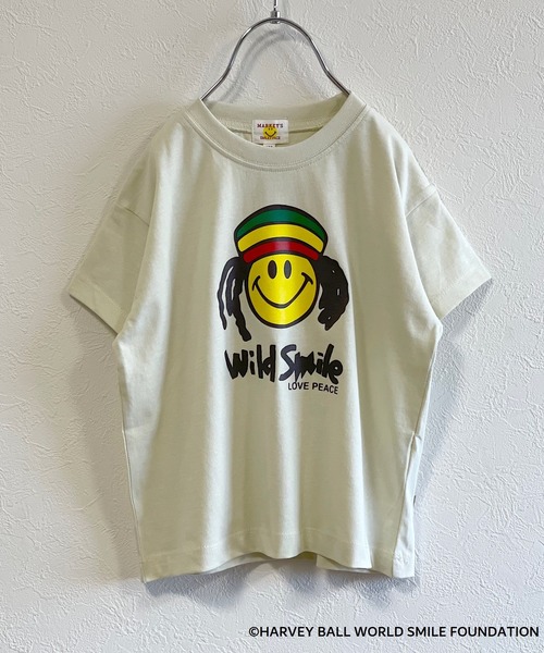 MARKEY'S（マーキーズ）の「【HARVEY BALL】SMILY FACE TEE（80～150cm）（Tシャツ/カットソー・キッズ・オフホワイト/アイボリー/ライトブルー/ネイビー/チャコール/ホワイト系その他/レッド・80/90/95/100/110/120/130/140/150）」の3枚目の写真