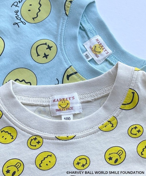 MARKEY'S（マーキーズ）の「【HARVEY BALL】SMILY FACE TEE（80～150cm）（Tシャツ/カットソー・キッズ・オフホワイト/アイボリー/ライトブルー/ネイビー/チャコール/ホワイト系その他/レッド・80/90/95/100/110/120/130/140/150）」の9枚目の写真