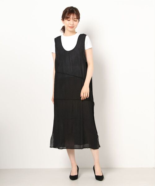 Factor=（ファクターイコール）の「2wayウェーブ加工シアーワンピース（ワンピース・レディース・ブラック/グリーン/モカ・FREE）」の9枚目の写真