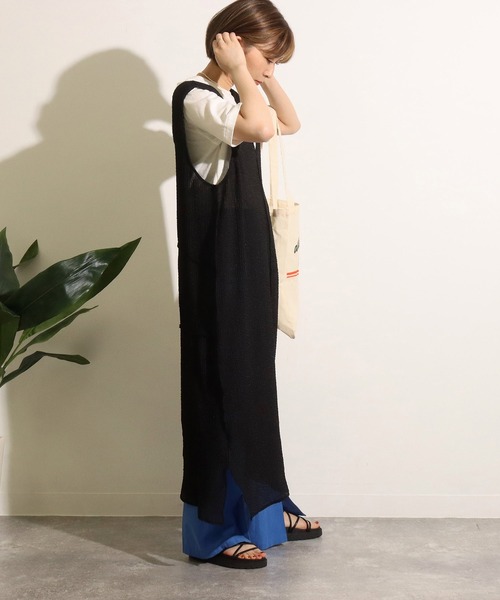 Factor=（ファクターイコール）の「2wayウェーブ加工シアーワンピース（ワンピース・レディース・ブラック/グリーン/モカ・FREE）」の4枚目の写真