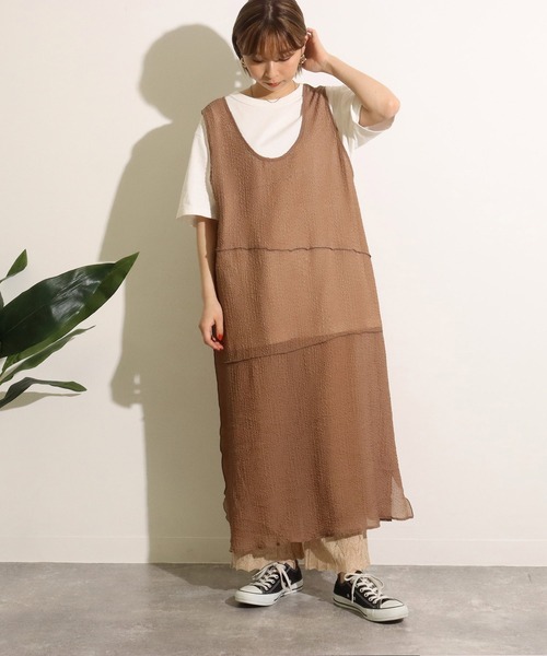 Factor=（ファクターイコール）の「2wayウェーブ加工シアーワンピース（ワンピース・レディース・ブラック/グリーン/モカ・FREE）」の10枚目の写真