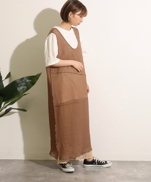 Factor=（ファクターイコール）の「2wayウェーブ加工シアーワンピース（ワンピース・レディース・ブラック/グリーン/モカ・FREE）」の11枚目の写真