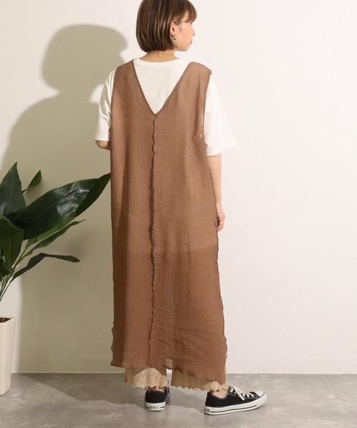 Factor=（ファクターイコール）の「2wayウェーブ加工シアーワンピース（ワンピース・レディース・ブラック/グリーン/モカ・FREE）」の12枚目の写真