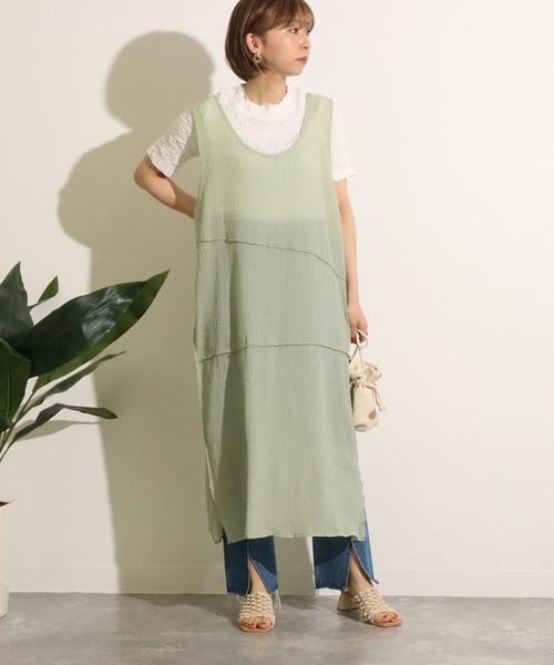 Factor=（ファクターイコール）の「2wayウェーブ加工シアーワンピース（ワンピース・レディース・ブラック/グリーン/モカ・FREE）」の14枚目の写真