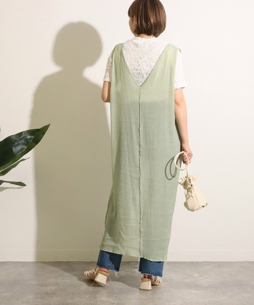 Factor=（ファクターイコール）の「2wayウェーブ加工シアーワンピース（ワンピース・レディース・ブラック/グリーン/モカ・FREE）」の15枚目の写真