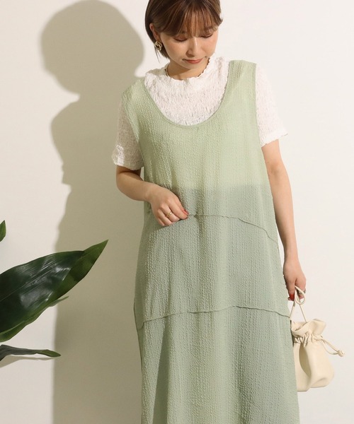 Factor=（ファクターイコール）の「2wayウェーブ加工シアーワンピース（ワンピース・レディース・ブラック/グリーン/モカ・FREE）」の16枚目の写真