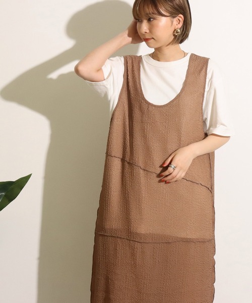 Factor=（ファクターイコール）の「2wayウェーブ加工シアーワンピース（ワンピース・レディース・ブラック/グリーン/モカ・FREE）」の18枚目の写真