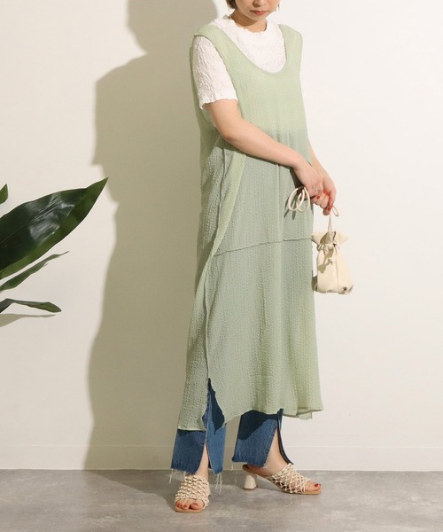 Factor=（ファクターイコール）の「2wayウェーブ加工シアーワンピース（ワンピース・レディース・ブラック/グリーン/モカ・FREE）」の19枚目の写真