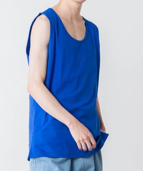 WEGO（ウィゴー）の「WEGO/サイドスリットカラータンクトップ（タンクトップ・メンズ・イエロー/ブルー/ブラック/ホワイト・SMALL/LARGE/MEDIUM）」の4枚目の写真