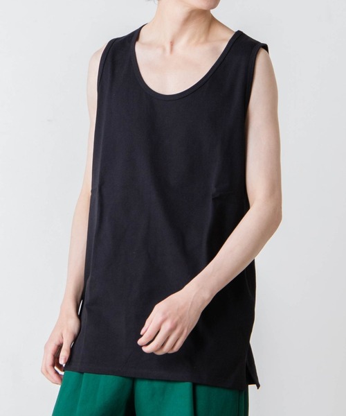 WEGO（ウィゴー）の「WEGO/サイドスリットカラータンクトップ（タンクトップ・メンズ・イエロー/ブルー/ブラック/ホワイト・SMALL/LARGE/MEDIUM）」の3枚目の写真