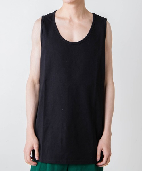 WEGO（ウィゴー）の「WEGO/サイドスリットカラータンクトップ（タンクトップ・メンズ・イエロー/ブルー/ブラック/ホワイト・SMALL/LARGE/MEDIUM）」の9枚目の写真