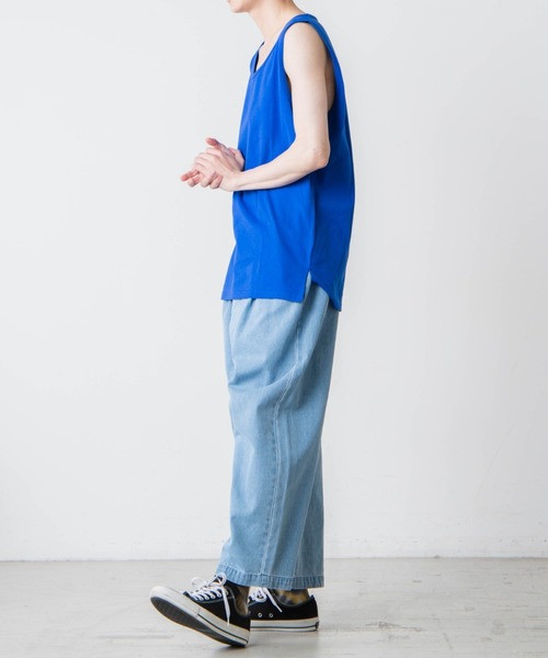 WEGO（ウィゴー）の「WEGO/サイドスリットカラータンクトップ（タンクトップ・メンズ・イエロー/ブルー/ブラック/ホワイト・SMALL/LARGE/MEDIUM）」の14枚目の写真