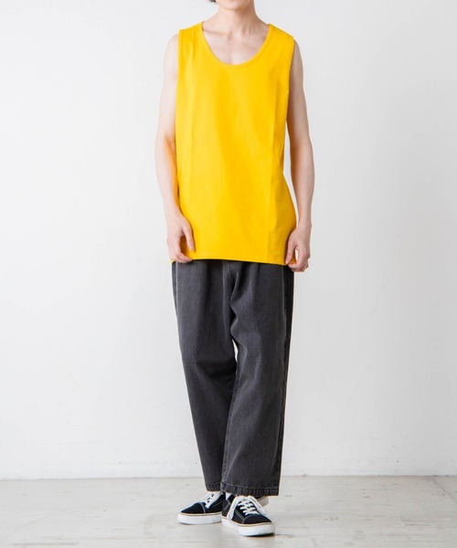 WEGO（ウィゴー）の「WEGO/サイドスリットカラータンクトップ（タンクトップ・メンズ・イエロー/ブルー/ブラック/ホワイト・SMALL/LARGE/MEDIUM）」の20枚目の写真