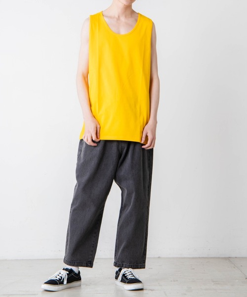 WEGO（ウィゴー）の「WEGO/サイドスリットカラータンクトップ（タンクトップ・メンズ・イエロー/ブルー/ブラック/ホワイト・SMALL/LARGE/MEDIUM）」の17枚目の写真