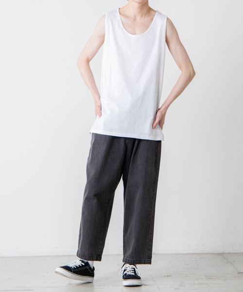 WEGO（ウィゴー）の「WEGO/サイドスリットカラータンクトップ（タンクトップ・メンズ・イエロー/ブルー/ブラック/ホワイト・SMALL/LARGE/MEDIUM）」の5枚目の写真