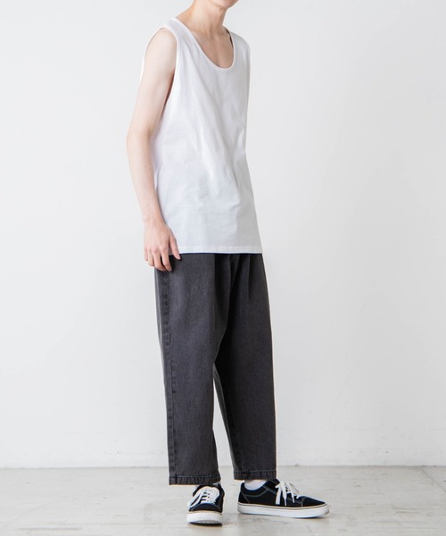 WEGO（ウィゴー）の「WEGO/サイドスリットカラータンクトップ（タンクトップ・メンズ・イエロー/ブルー/ブラック/ホワイト・SMALL/LARGE/MEDIUM）」の19枚目の写真