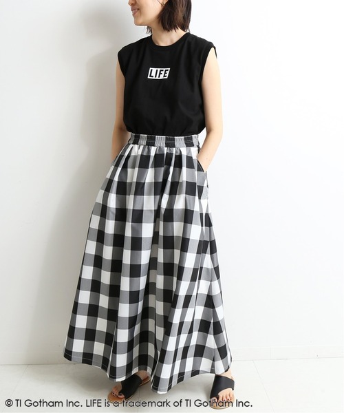 SLOBE IENA（スローブイエナ）の「LIFE グラフィック ノースリーブTシャツ【洗濯機使用可能】◆（Tシャツ/カットソー・レディース・ホワイト/ブラック・FREE）」の6枚目の写真