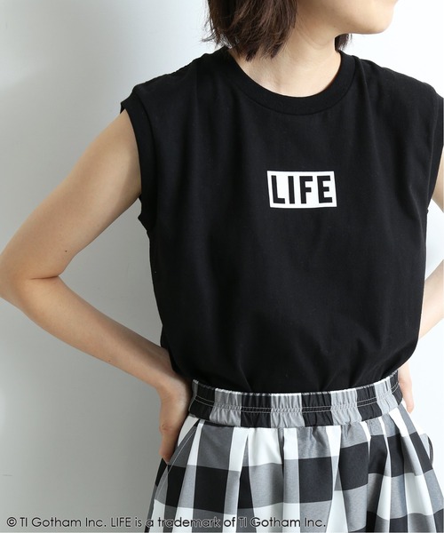 SLOBE IENA（スローブイエナ）の「LIFE グラフィック ノースリーブTシャツ【洗濯機使用可能】◆（Tシャツ/カットソー・レディース・ホワイト/ブラック・FREE）」の8枚目の写真
