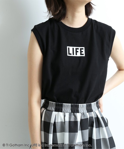 SLOBE IENA（スローブイエナ）の「LIFE グラフィック ノースリーブTシャツ【洗濯機使用可能】◆（Tシャツ/カットソー・レディース・ホワイト/ブラック・FREE）」の9枚目の写真