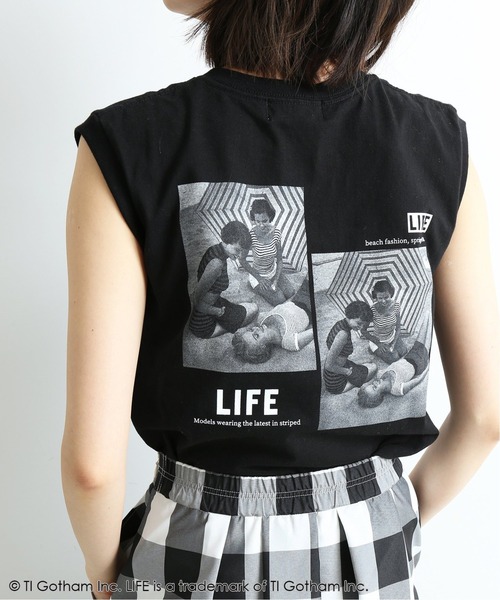 SLOBE IENA（スローブイエナ）の「LIFE グラフィック ノースリーブTシャツ【洗濯機使用可能】◆（Tシャツ/カットソー・レディース・ホワイト/ブラック・FREE）」の10枚目の写真