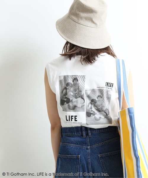 SLOBE IENA（スローブイエナ）の「LIFE グラフィック ノースリーブTシャツ【洗濯機使用可能】◆（Tシャツ/カットソー・レディース・ホワイト/ブラック・FREE）」の13枚目の写真