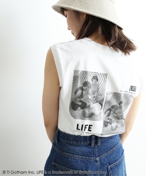 SLOBE IENA（スローブイエナ）の「LIFE グラフィック ノースリーブTシャツ【洗濯機使用可能】◆（Tシャツ/カットソー・レディース・ホワイト/ブラック・FREE）」の14枚目の写真